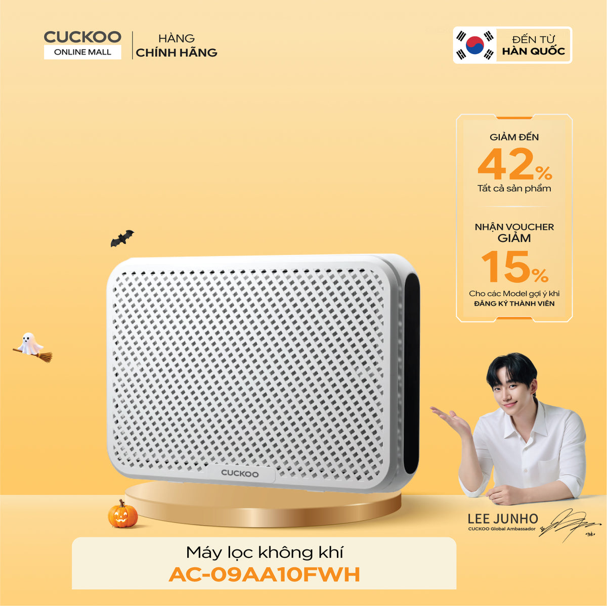 Máy Lọc Không Khí Treo Tường Cuckoo AC-09AA10FWH