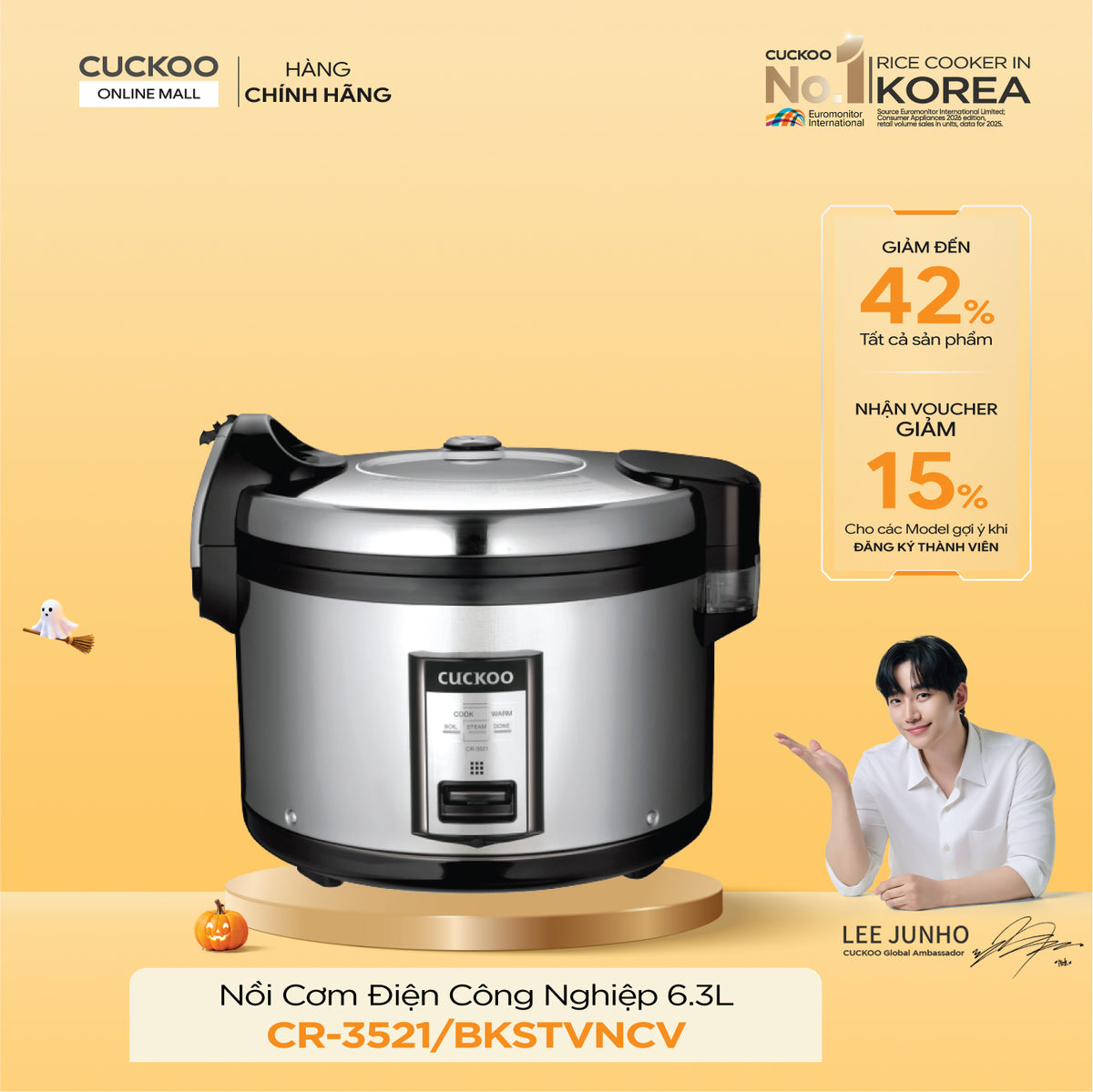 Nồi Cơm Điện Công Nghiệp Cuckoo CR-3521/BKSTVNCV