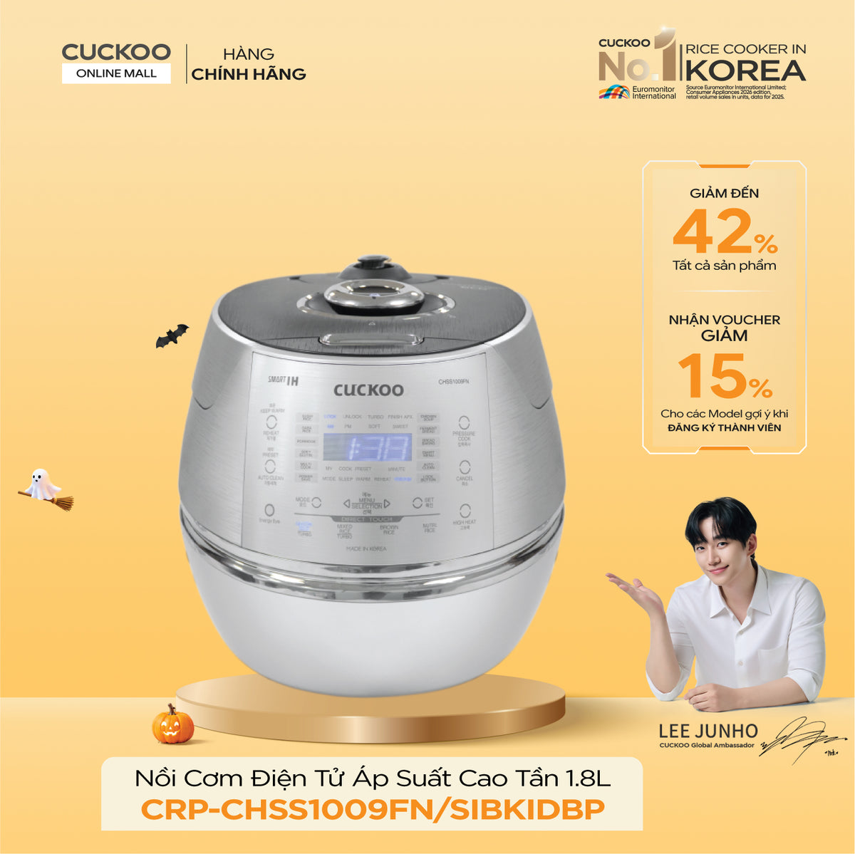 Nồi Cơm Điện Tử Áp Suất Cao Tần Cuckoo CRP-CHSS1009FN/SIBKIDBP