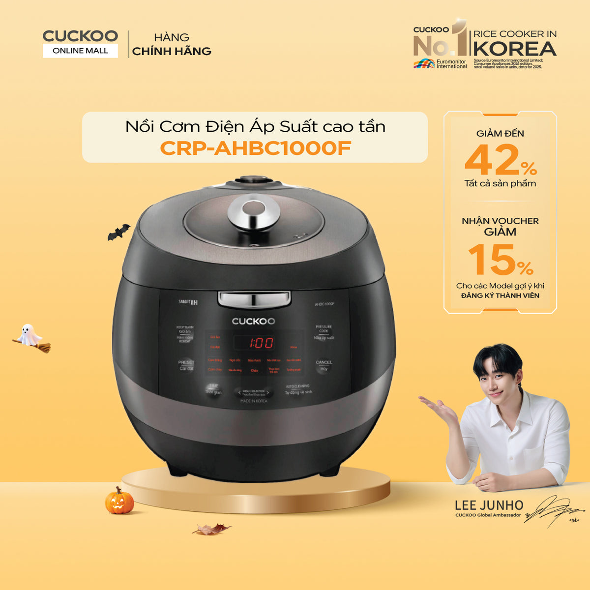 CRP-AHBC1000F/GRGRCRCKV Nồi Cơm Điện Tử Áp Suất Cao Tần Cuckoo