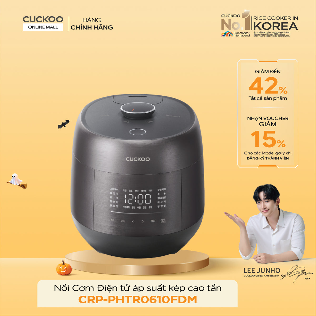 Nồi Cơm Điện Tử Áp Suất Kép Cao Tần Cuckoo CRP-PHTR0610FDM