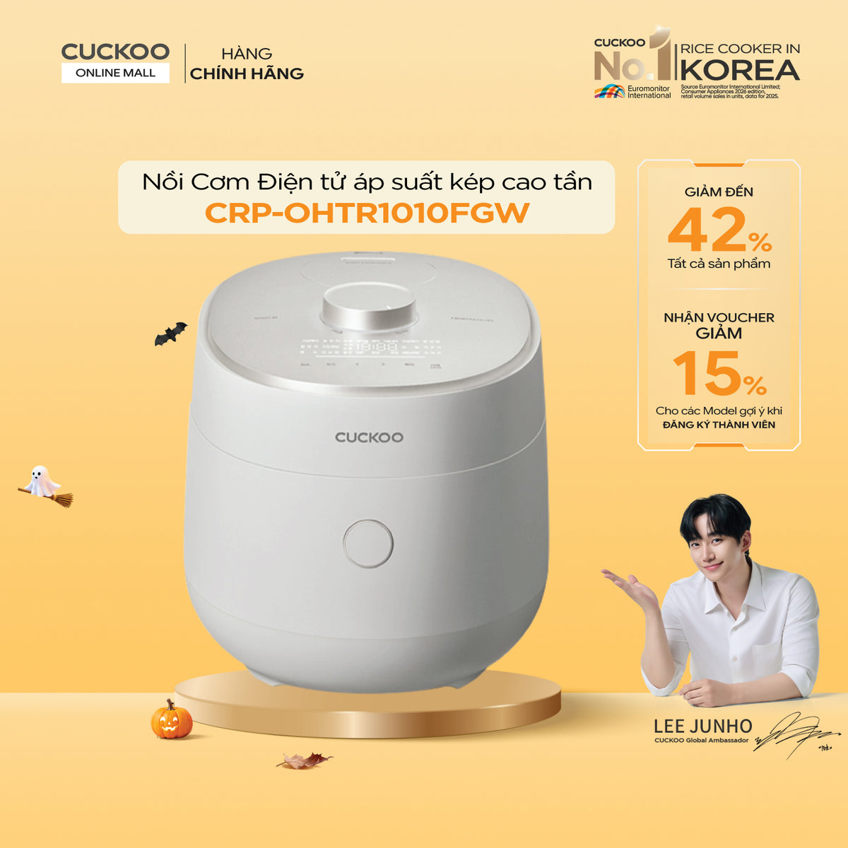 CRP-OHTR1010FGW Nồi Cơm Điện Tử Áp Suất Kép Cao Tần Cuckoo