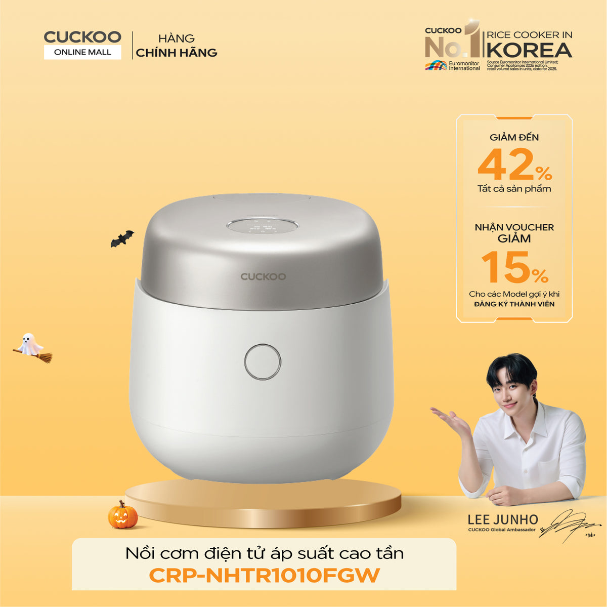 Nồi Cơm Điện Tử Áp Suất Kép Cao Tần Cuckoo CRP-NHTR1010FGW