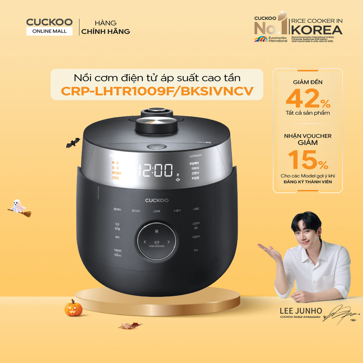CRP-LHTR1009F/BKSIVNCV Nồi Cơm Điện Tử Áp Suất Kép Cao Tần Cuckoo