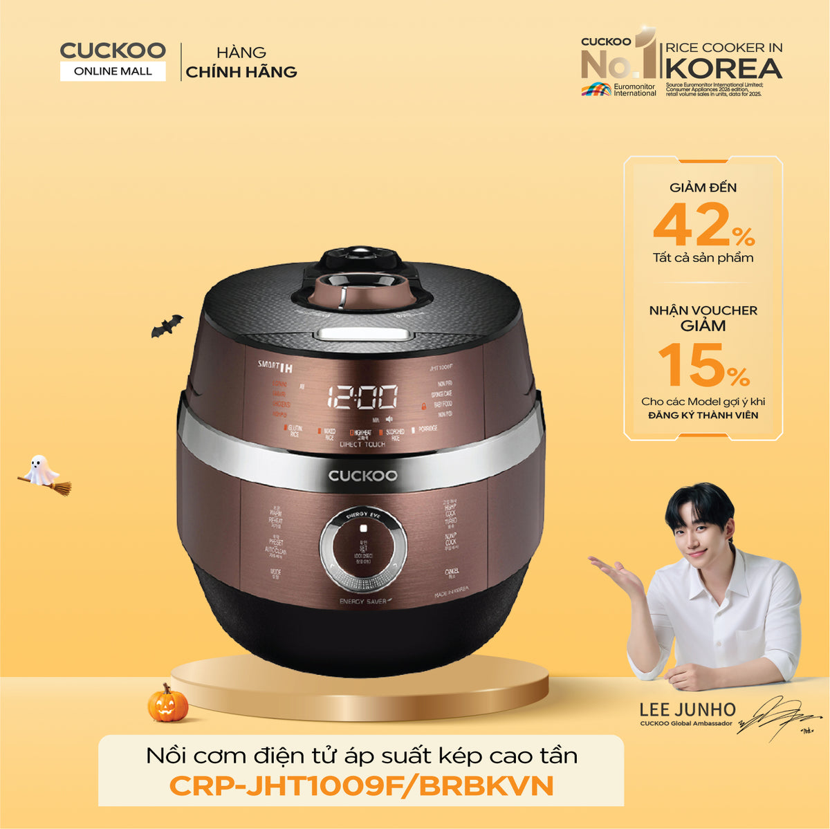 Nồi Cơm Điện Tử Áp Suất Kép Cao Tần Cuckoo CRP-JHT1009F/BRBKVN