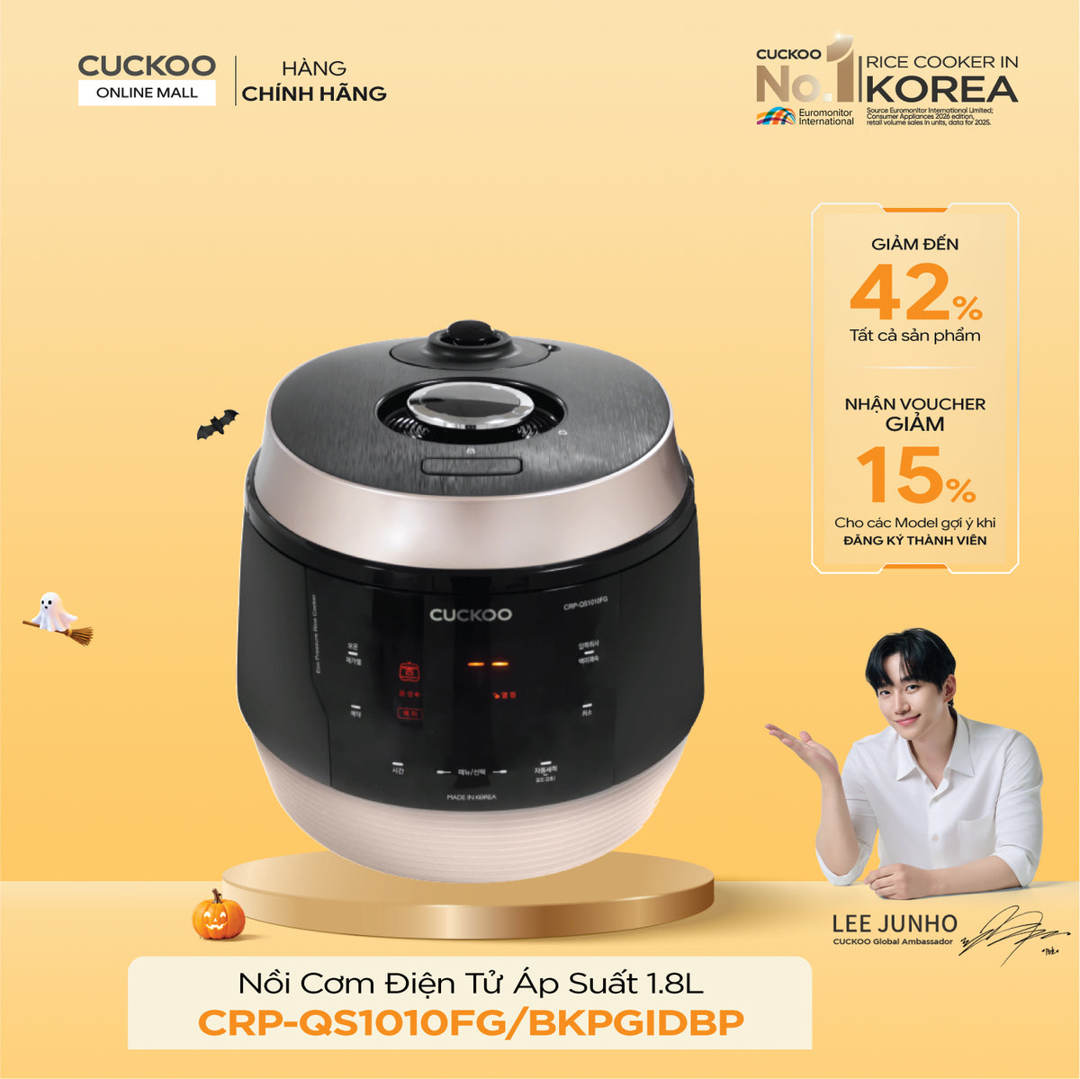 Nồi Cơm Điện Tử Áp Suất Cuckoo CRP-QS1010FG/BKPGIDBP