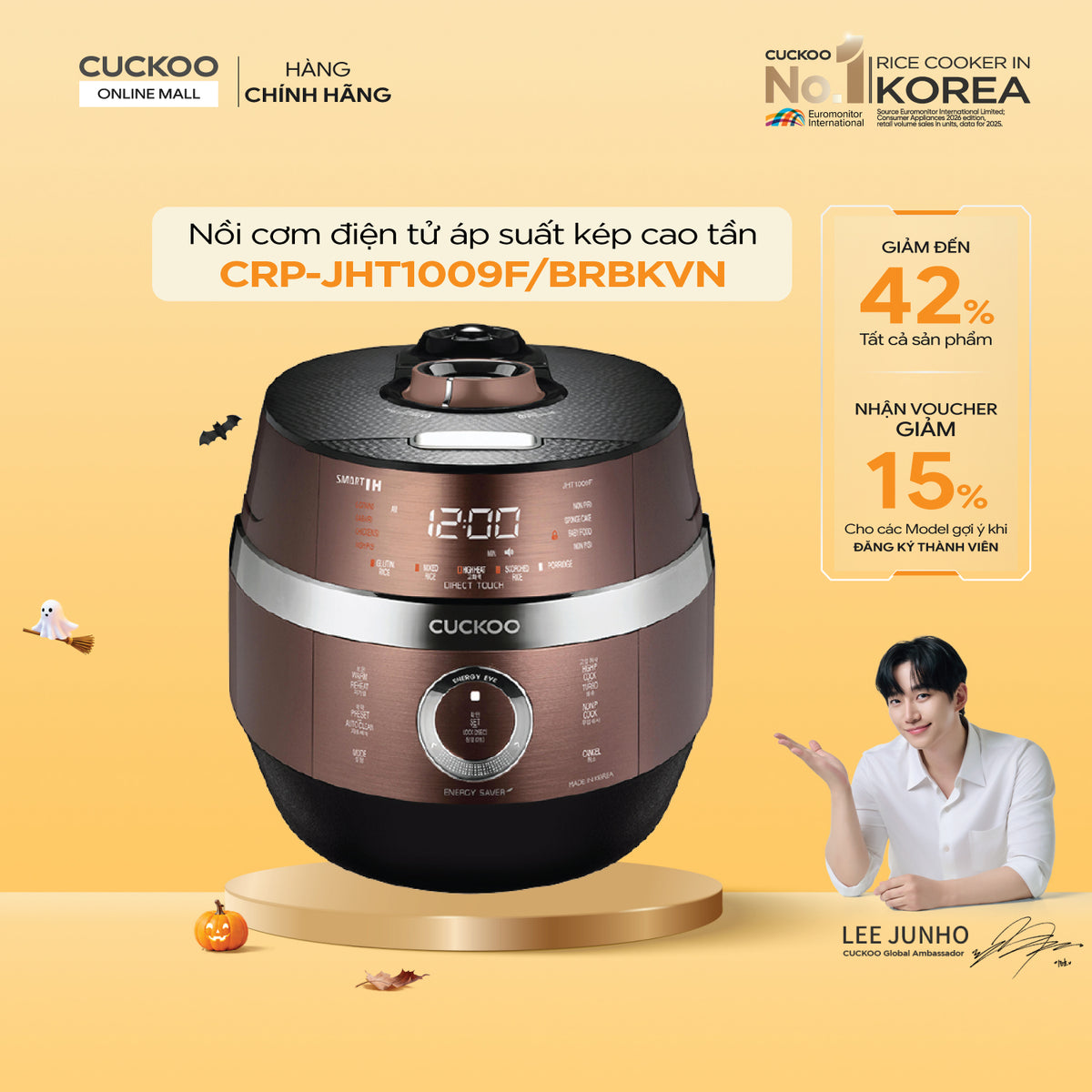 CRP-JHT1009F/BRBKVN Nồi Cơm Điện Tử Áp Suất Kép Cao Tần Cuckoo