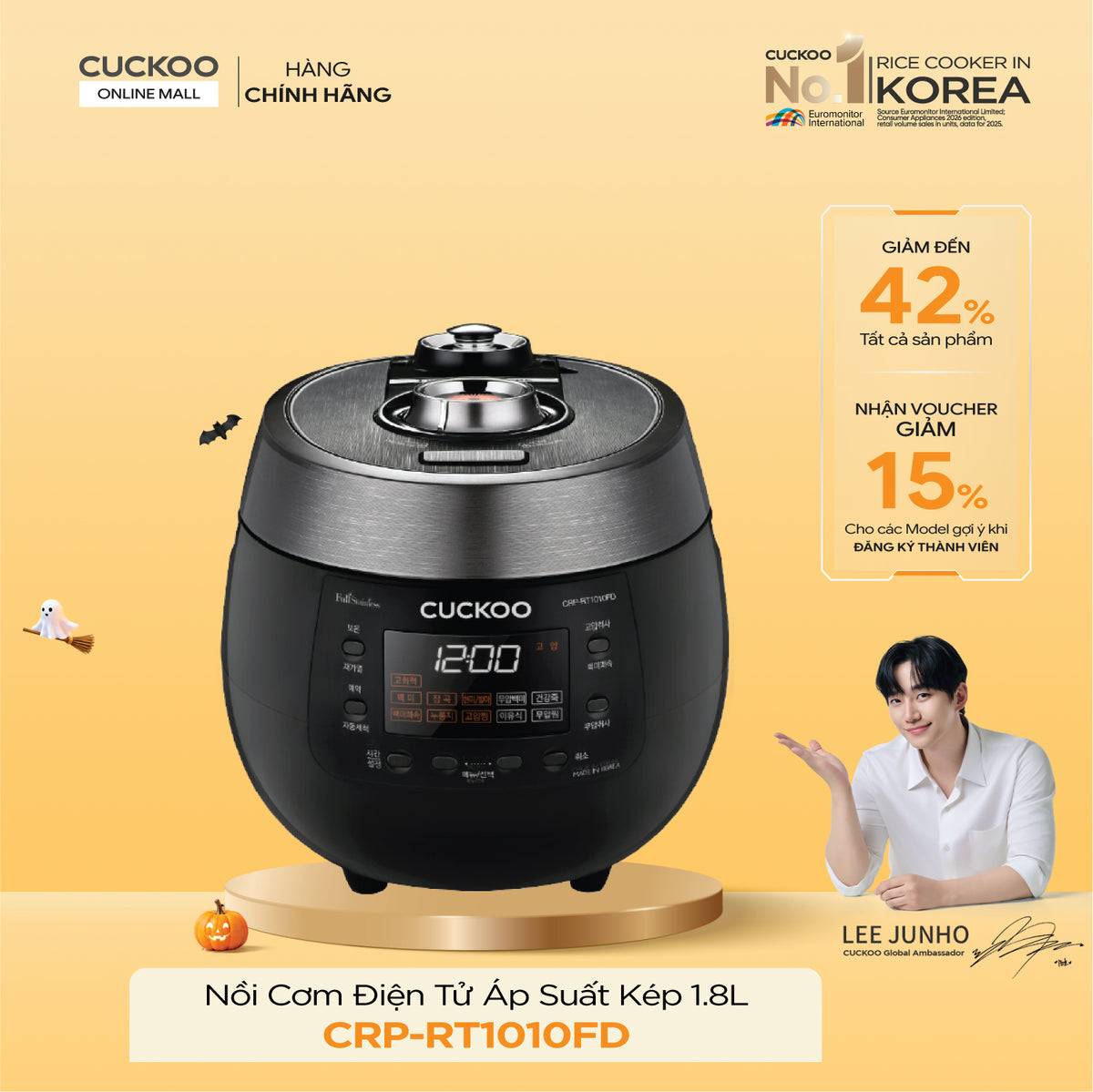 Nồi Cơm Điện Tử Áp Suất Kép Cuckoo CRP-RT1010FD