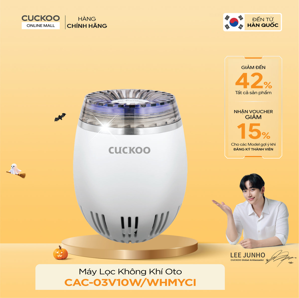Máy Lọc Không Khí Ô Tô Cuckoo CAC-03V10W/WHMYCI