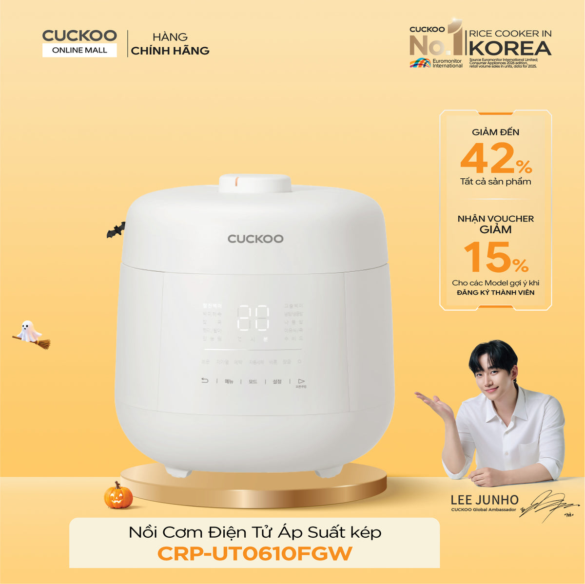 Nồi Cơm Điện Tử Áp Suất Kép Cuckoo CRP-UT0610FGW