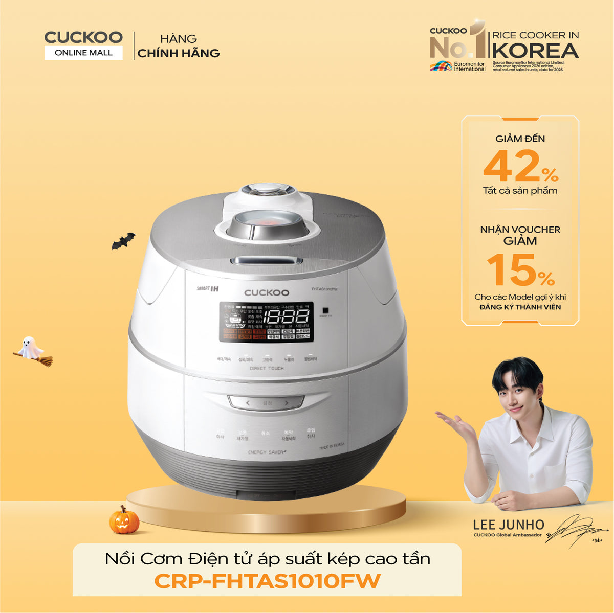 Nồi Cơm Điện Tử Áp Suất Kép Cao Tần Cuckoo CRP-FHTAS1010FW