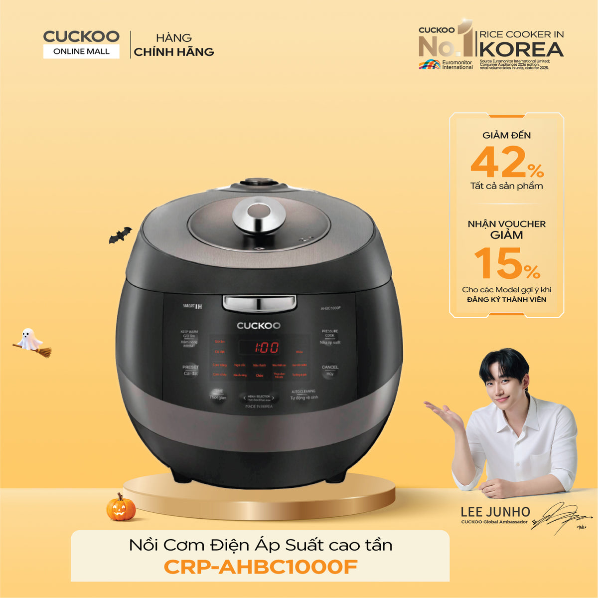 Nồi Cơm Điện Tử Áp Suất Cao Tần Cuckoo CRP-AHBC1000F/GRGRCRCKV