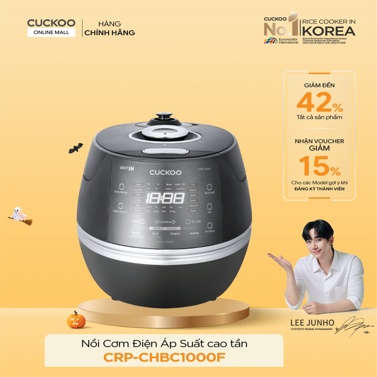 Nồi Cơm Điện Tử Áp Suất Cao Tần Cuckoo CRP-CHBC1000F/GRGRCRCKV