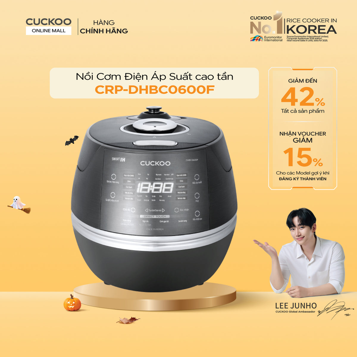 CRP-DHBC0600F/GRGRCRCKV Nồi Cơm Điện Tử Áp Suất Cao Tần Cuckoo