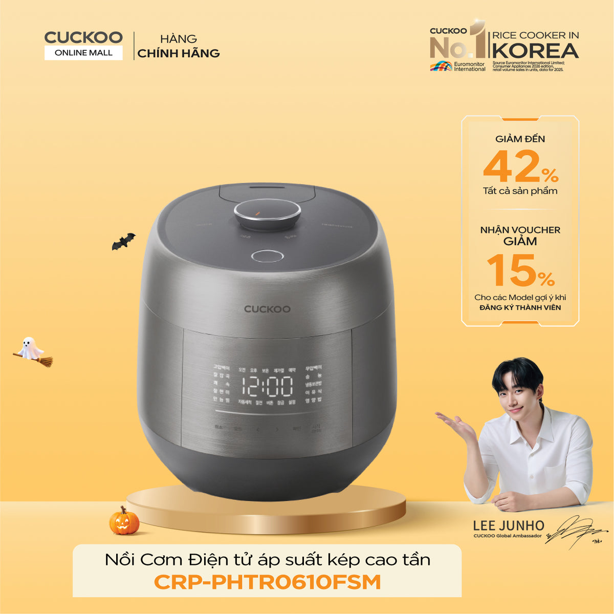 Nồi Cơm Điện Tử Áp Suất Kép Cao Tần Cuckoo CRP-PHTR0610FSM