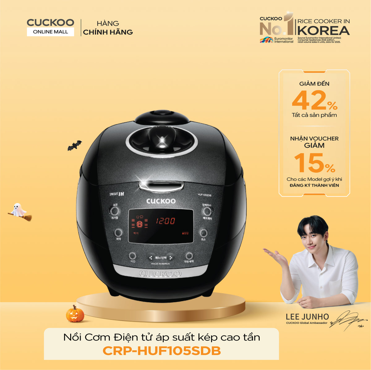 Nồi Cơm Điện Tử Áp Suất Cao Tần Cuckoo CRP-HUF105SDB