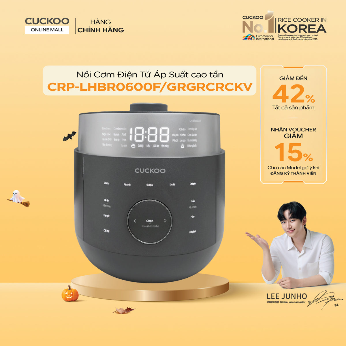 CRP-LHBR0600F/GRGRCRCKV Nồi Cơm Điện Tử Áp Suất Cao Tần Cuckoo