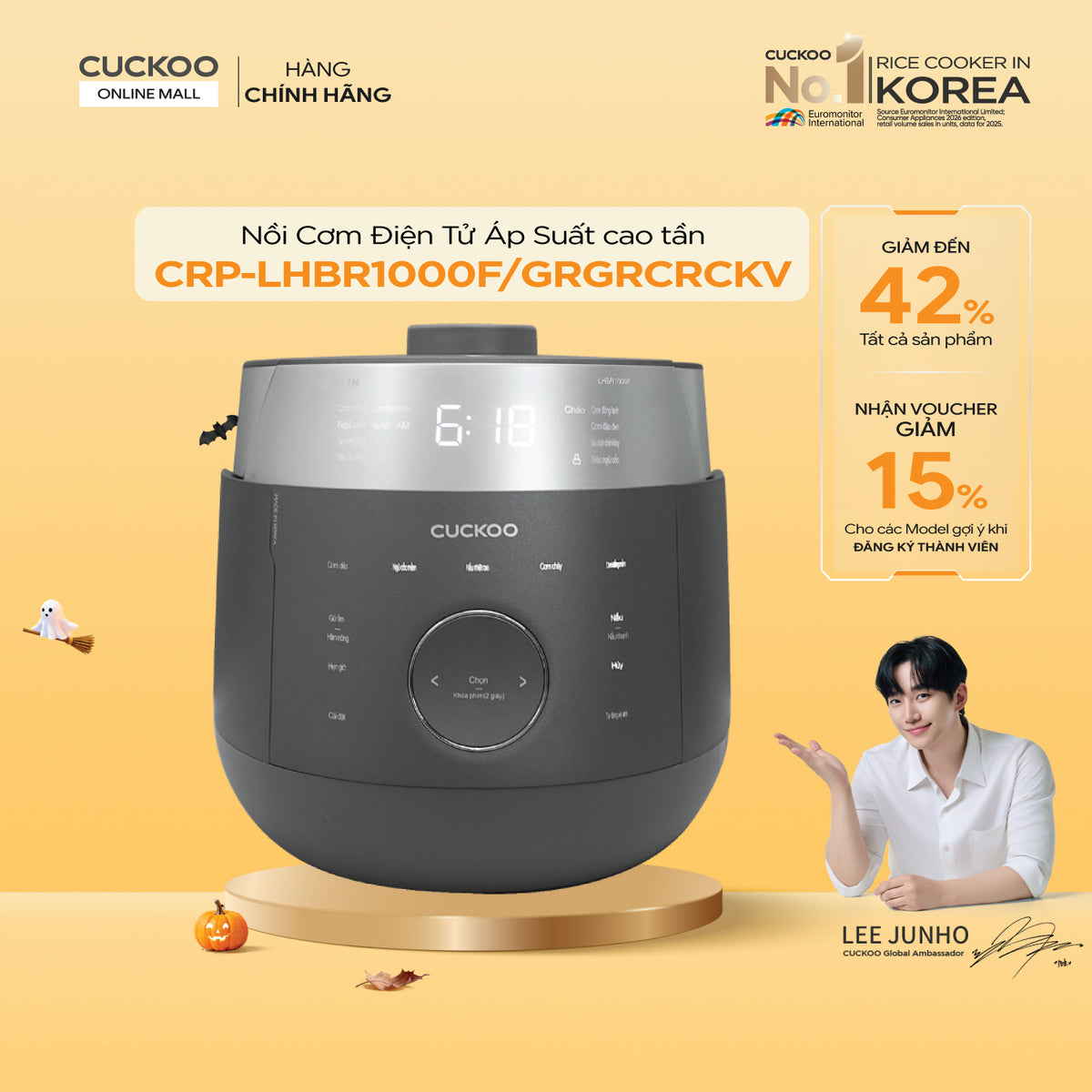 CRP-LHBR1000F/GRGRCRCKV Nồi Cơm Điện Tử Áp Suất Cao Tần Cuckoo