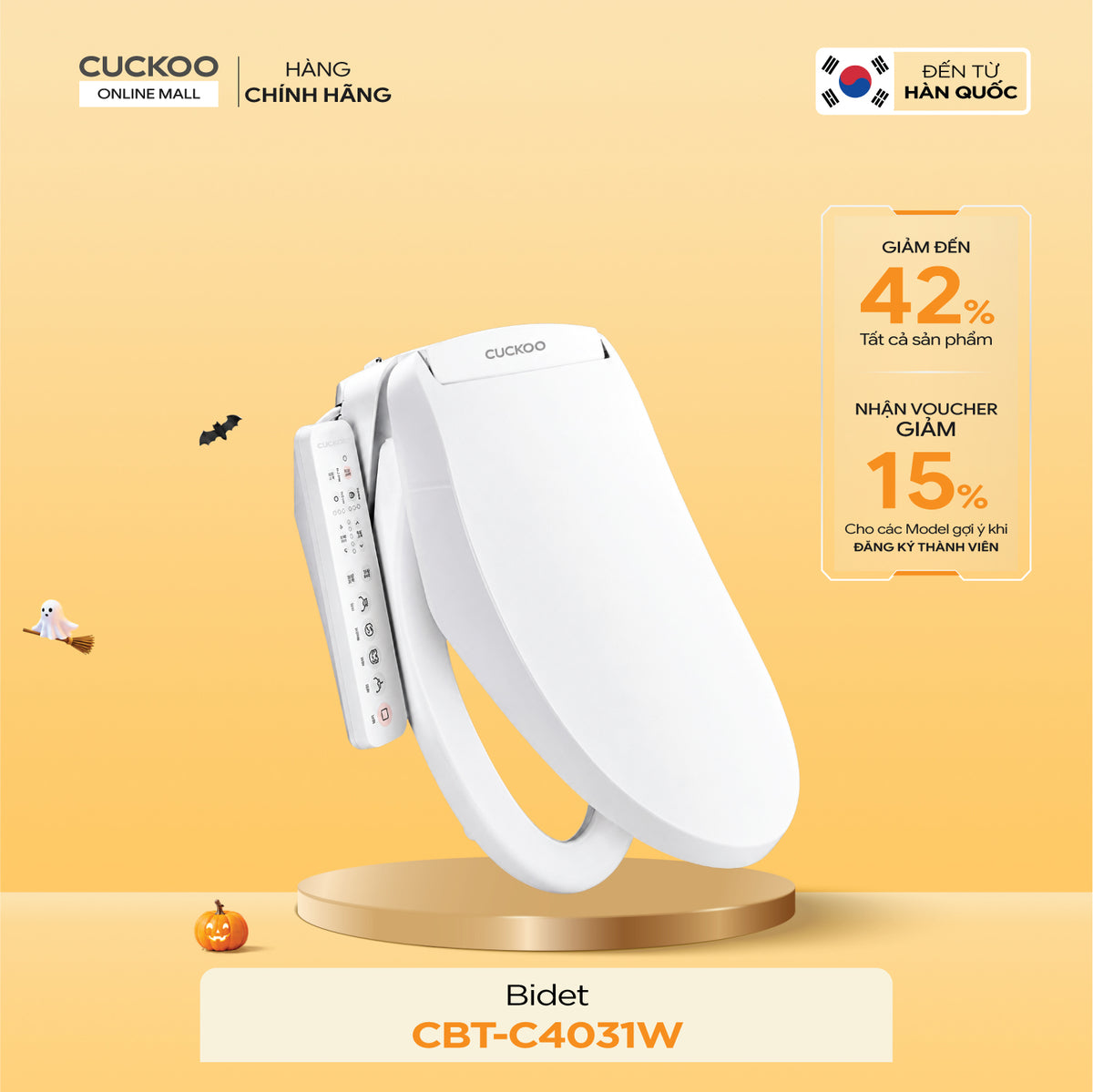 Cuckoo CBT-C4031W Tankless Electronic Bidet Seat