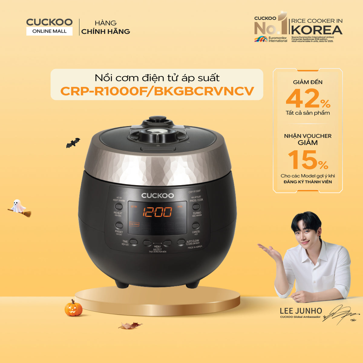 CRP-R1000F/BKGBCRVNCV Nồi Cơm Điện Tử Áp Suất Cuckoo
