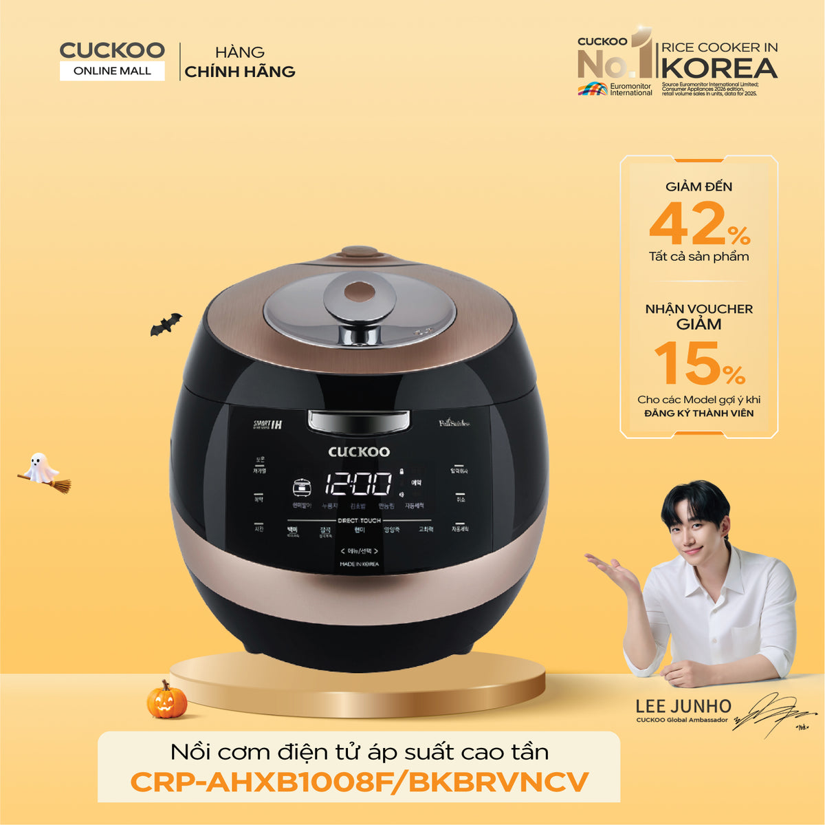 Nồi Cơm Điện Tử Áp Suất Cao Tần Cuckoo CRP-AHXB1008F/BKBRVNCV