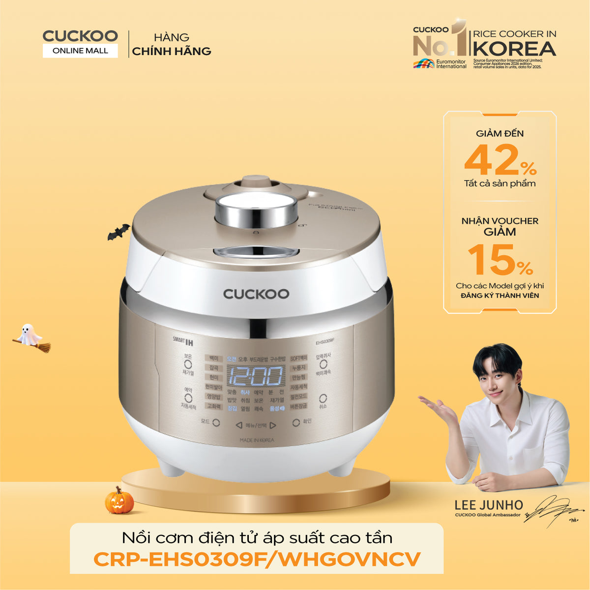 Nồi Cơm Điện Tử Áp Suất Cao Tần Cuckoo CRP-EHS0309F/WHGOVNCV