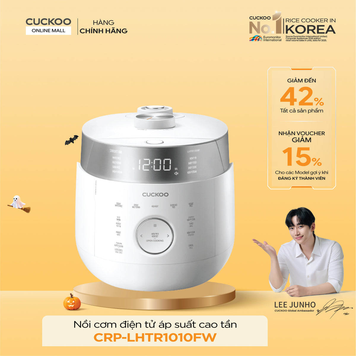 Nồi Cơm Điện Tử Áp Suất Kép Cao Tần Cuckoo CRP-LHTR1010FW