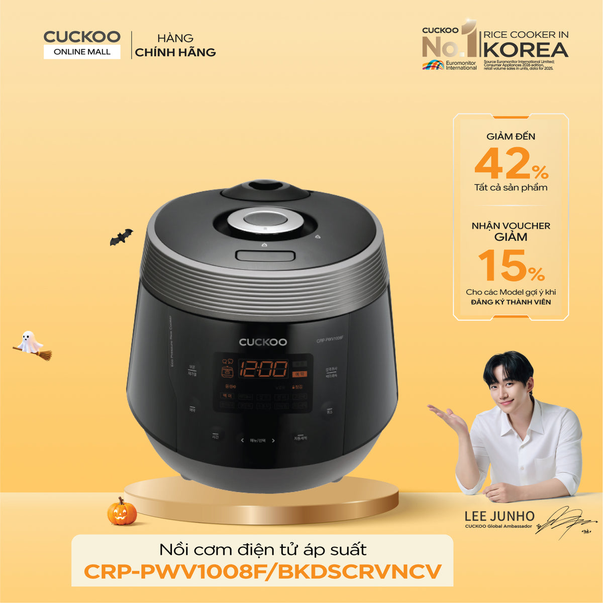 Nồi Cơm Điện Tử Áp Suất Cuckoo CRP-PWV1008F/BKDSCRVNCV